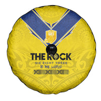 Niue Rugby Spare Tire Cover Six Eight Three to The World - Hiapo Tribal Motif