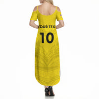 Niue Rugby Custom Summer Maxi Dress Six Eight Three to The World - Hiapo Tribal Motif