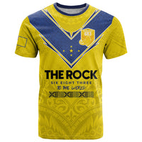 Niue Rugby Custom T Shirt Six Eight Three to The World - Hiapo Tribal Motif