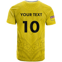 Niue Rugby Custom T Shirt Six Eight Three to The World - Hiapo Tribal Motif