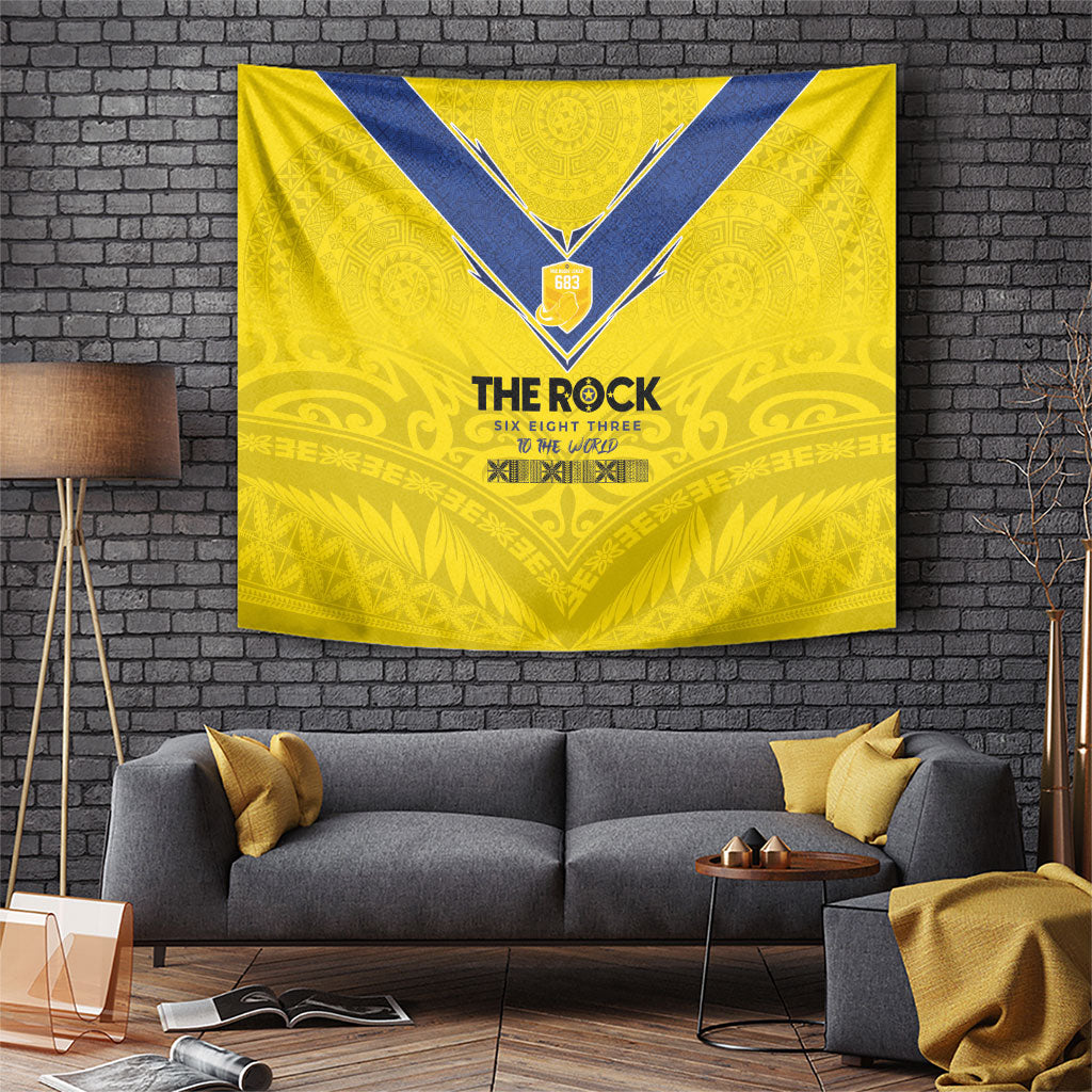 Niue Rugby Tapestry Six Eight Three to The World - Hiapo Tribal Motif LT03 Multicolor - Polynesian Pride