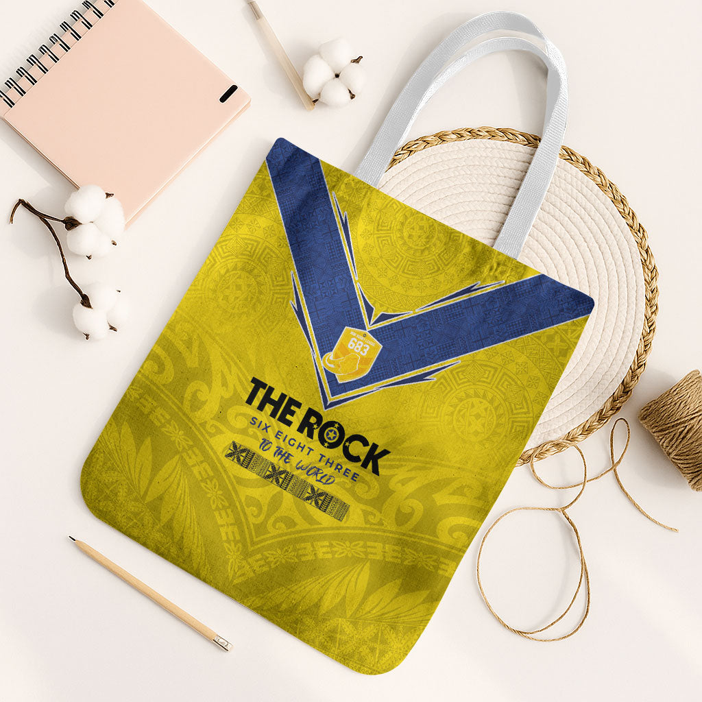 Niue Rugby Tote Bag Six Eight Three to The World - Hiapo Tribal Motif