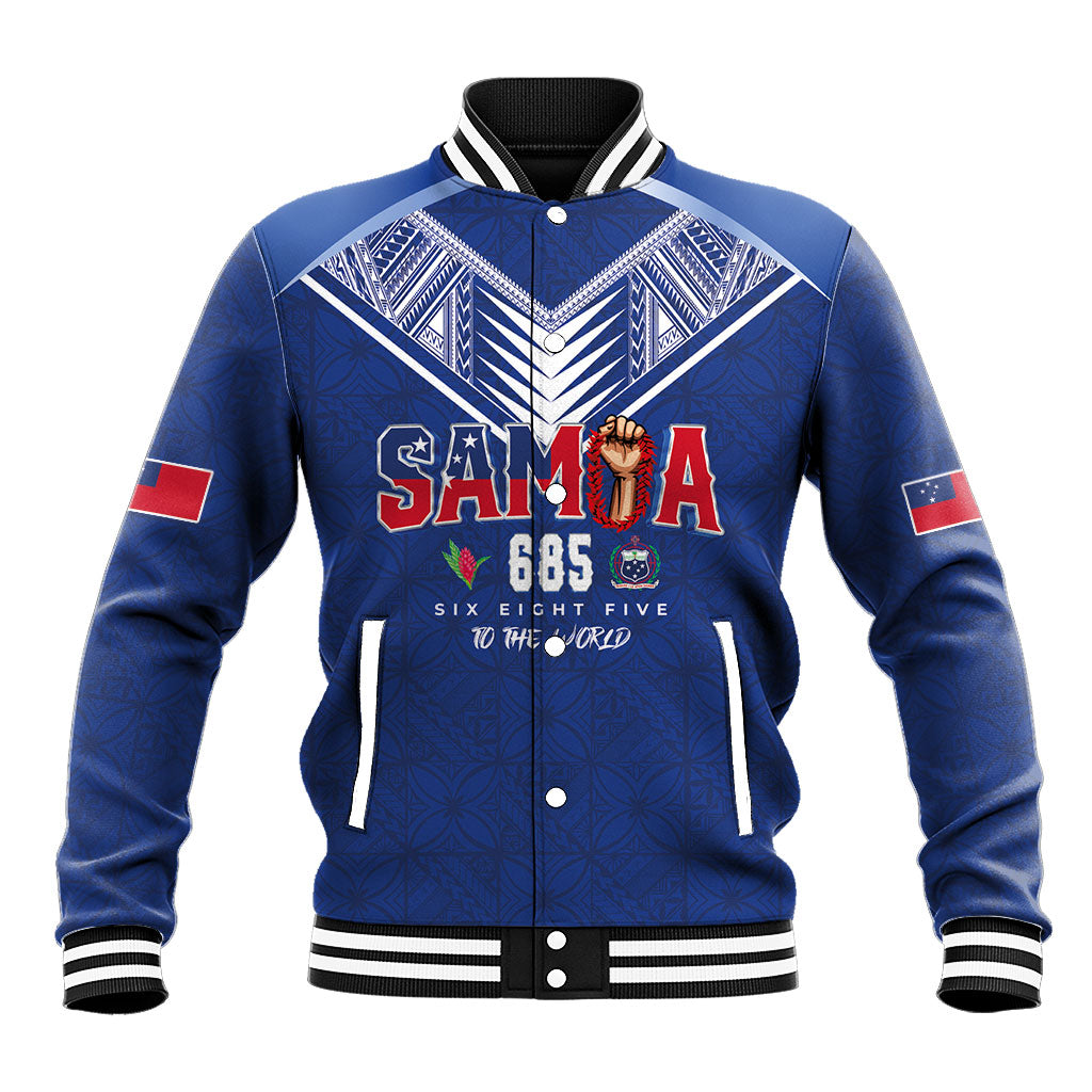 Samoa Rugby Custom Baseball Jacket Six Eight Five to The World - Pacific Motif