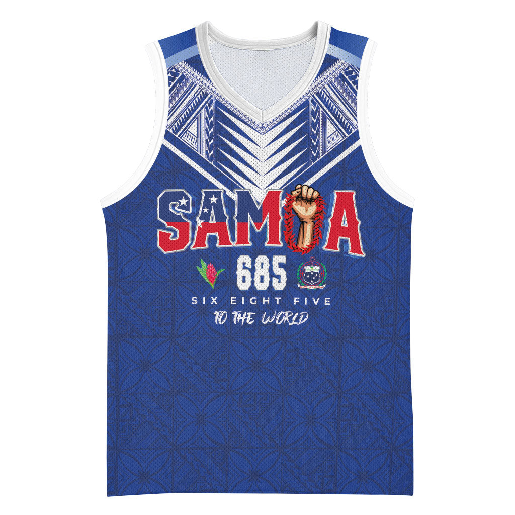 Samoa Rugby Custom Basketball Jersey Six Eight Five to The World - Pacific Motif