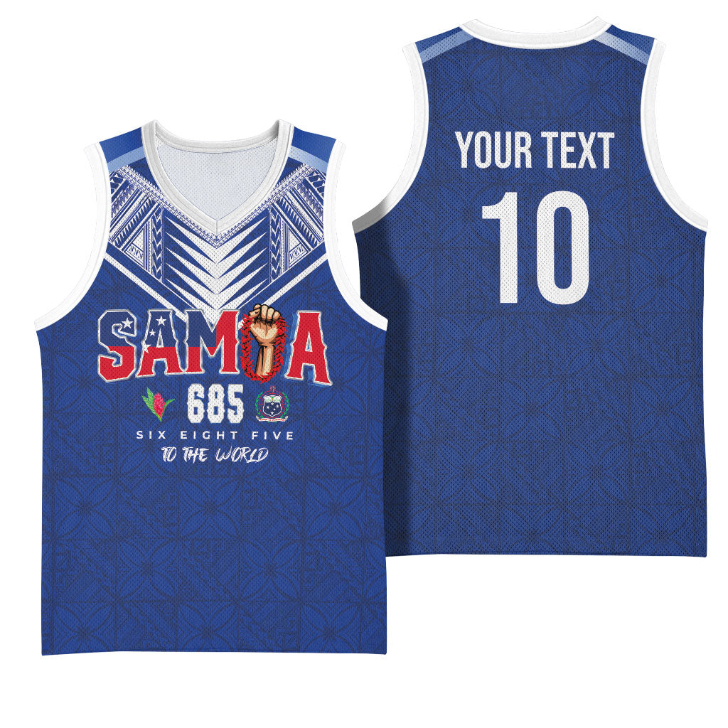 Samoa Rugby Custom Basketball Jersey Six Eight Five to The World - Pacific Motif LT03 - Polynesian Pride