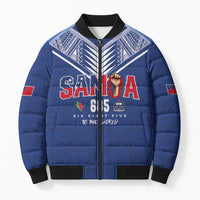 Samoa Rugby Custom Bomber Puffer Jacket Six Eight Five to The World - Pacific Motif