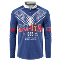Samoa Rugby Custom Button Sweatshirt Six Eight Five to The World - Pacific Motif