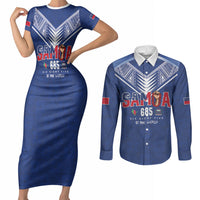 Samoa Rugby Custom Couples Matching Short Sleeve Bodycon Dress and Long Sleeve Button Shirt Six Eight Five to The World - Pacific Motif