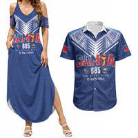 Samoa Rugby Custom Couples Matching Summer Maxi Dress and Hawaiian Shirt Six Eight Five to The World - Pacific Motif