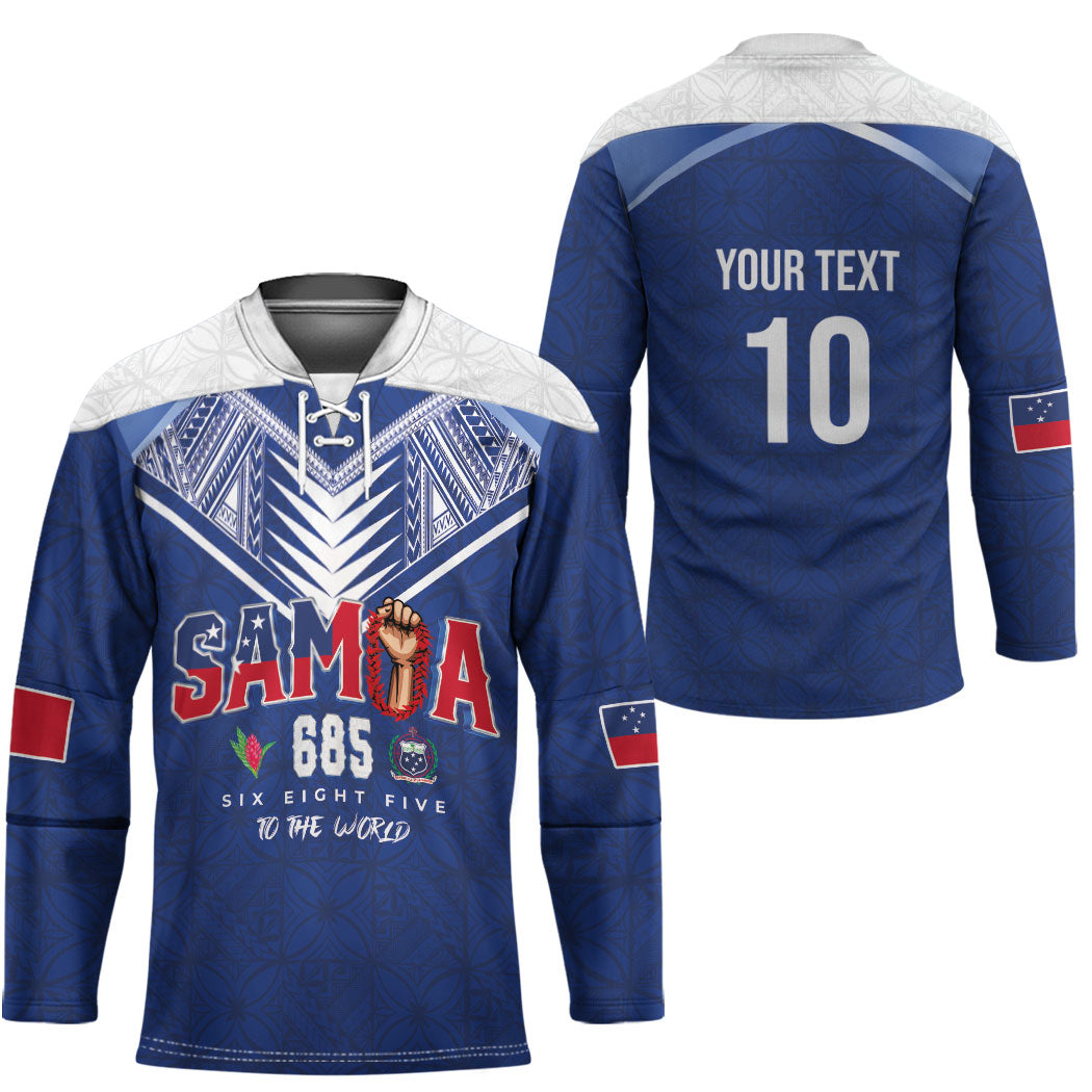 Samoa Rugby Custom Hockey Jersey Six Eight Five to The World - Pacific Motif LT03 - Polynesian Pride