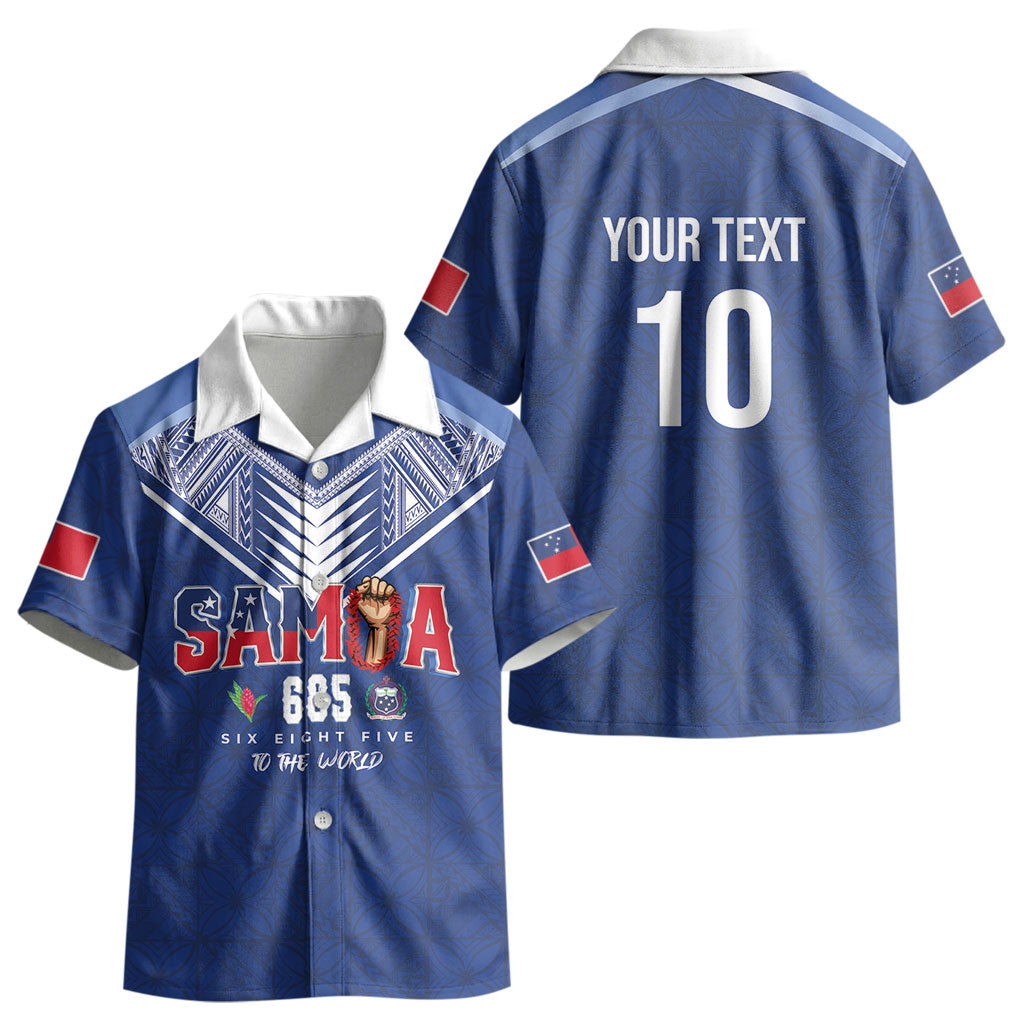 Samoa Rugby Custom Kid Hawaiian Shirt Six Eight Five to The World - Pacific Motif