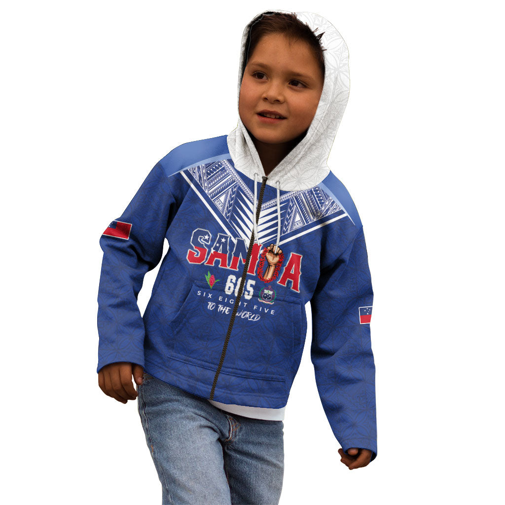 Samoa Rugby Custom Kid Hoodie Six Eight Five to The World - Pacific Motif LT03 - Polynesian Pride