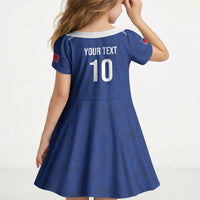 Samoa Rugby Custom Kid Short Sleeve Dress Six Eight Five to The World - Pacific Motif LT03 - Polynesian Pride