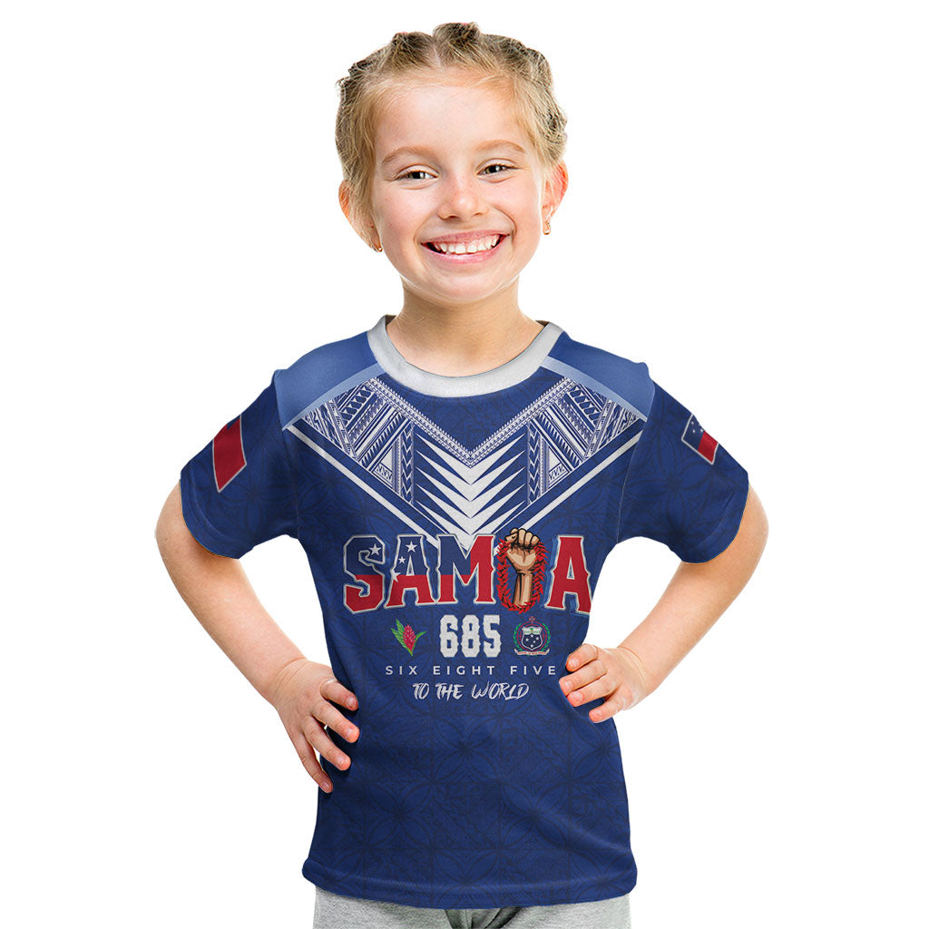 Samoa Rugby Custom Kid T Shirt Six Eight Five to The World - Pacific Motif LT03 Multicolor - Polynesian Pride