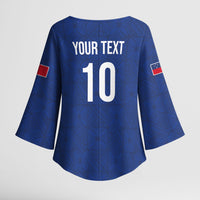 Samoa Rugby Custom Kimono Sleeve Blouse Six Eight Five to The World - Pacific Motif
