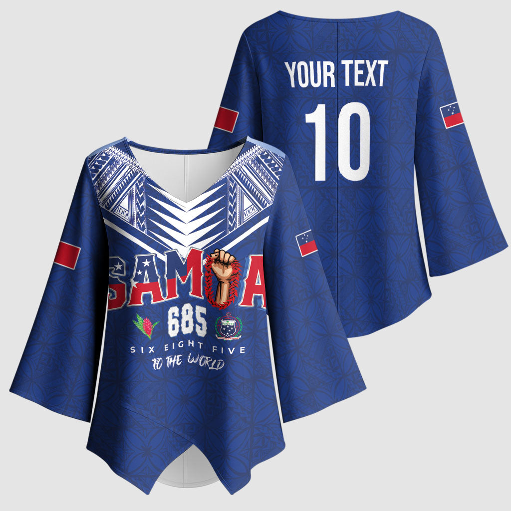 Samoa Rugby Custom Kimono Sleeve Blouse Six Eight Five to The World - Pacific Motif