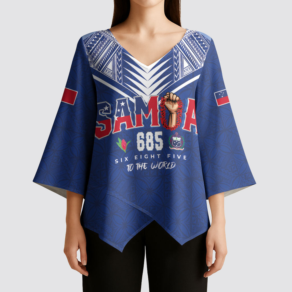 Samoa Rugby Custom Kimono Sleeve Blouse Six Eight Five to The World - Pacific Motif