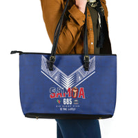 Samoa Rugby Leather Tote Bag Six Eight Five to The World - Pacific Motif LT03 - Polynesian Pride