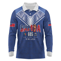 Samoa Rugby Custom Long Sleeve Polo Shirt Six Eight Five to The World - Pacific Motif