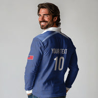 Samoa Rugby Custom Long Sleeve Polo Shirt Six Eight Five to The World - Pacific Motif