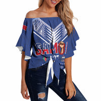 Samoa Rugby Custom Off Shoulder Wrap Waist Top Six Eight Five to The World - Pacific Motif LT03 Multicolor - Polynesian Pride