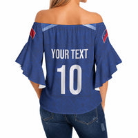 Samoa Rugby Custom Off Shoulder Wrap Waist Top Six Eight Five to The World - Pacific Motif LT03 - Polynesian Pride