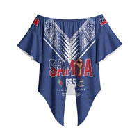 Samoa Rugby Custom Off Shoulder Wrap Waist Top Six Eight Five to The World - Pacific Motif LT03 - Polynesian Pride