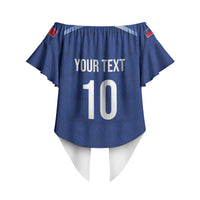 Samoa Rugby Custom Off Shoulder Wrap Waist Top Six Eight Five to The World - Pacific Motif LT03 - Polynesian Pride