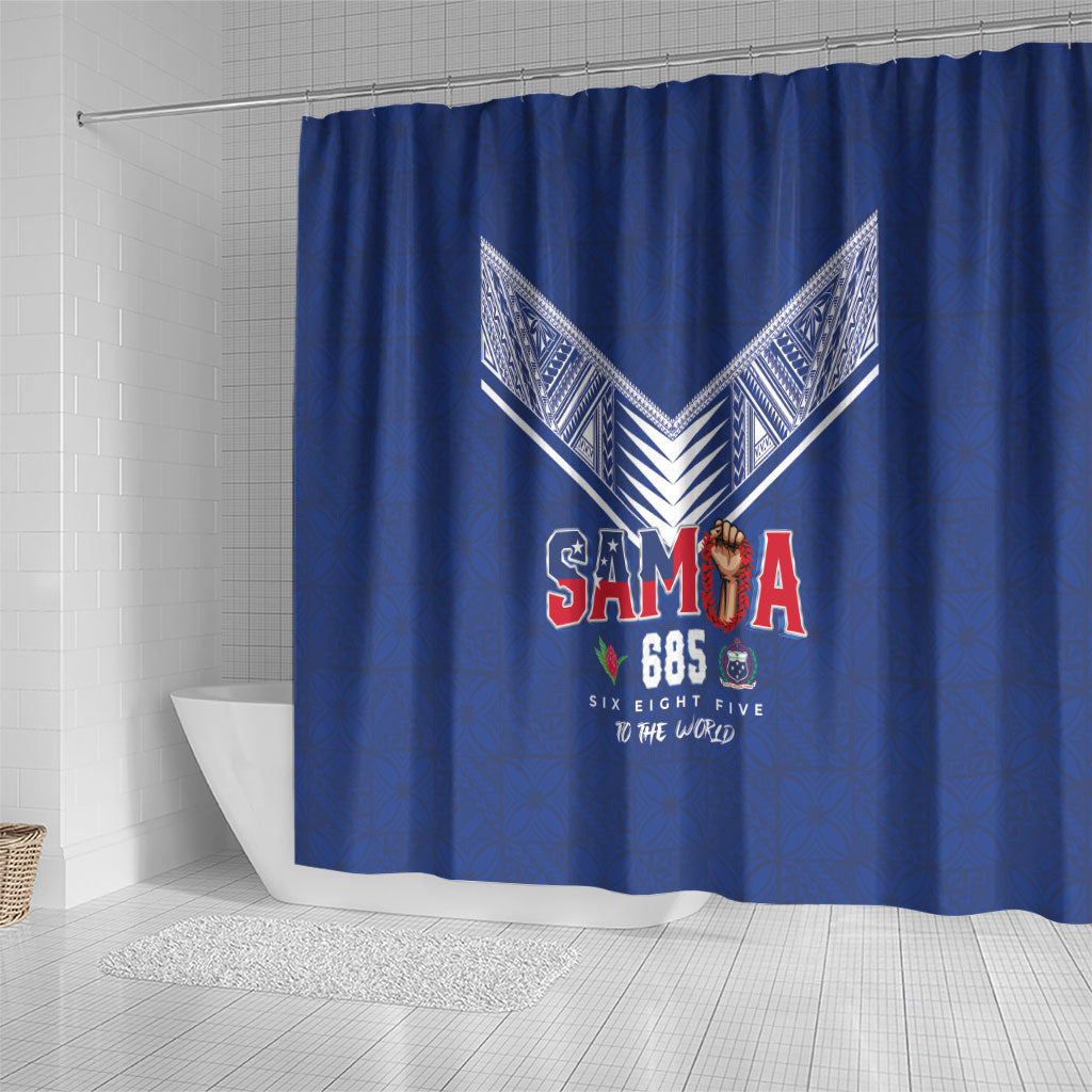 Samoa Rugby Shower Curtain Six Eight Five to The World - Pacific Motif