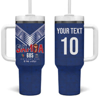 Samoa Rugby Custom Tumbler With Handle Six Eight Five to The World - Pacific Motif LT03 One Size: 40 oz Multicolor - Polynesian Pride