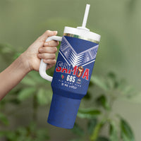 Samoa Rugby Custom Tumbler With Handle Six Eight Five to The World - Pacific Motif LT03 - Polynesian Pride