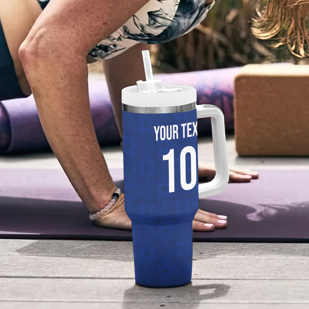 Samoa Rugby Custom Tumbler With Handle Six Eight Five to The World - Pacific Motif LT03 - Polynesian Pride