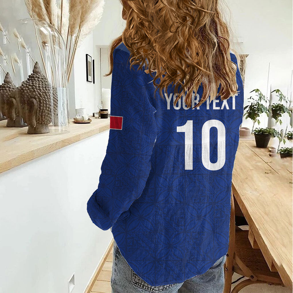 Samoa Rugby Custom Women Casual Shirt Six Eight Five to The World - Pacific Motif
