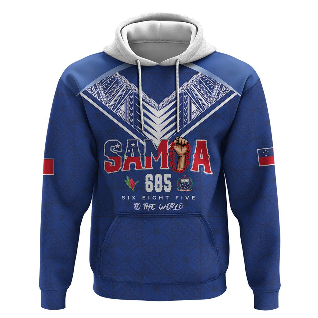 Samoa Rugby Custom Zip Hoodie Six Eight Five to The World - Pacific Motif