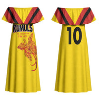 Papua New Guinea Rugby Custom Family Matching Off Shoulder Maxi Dress and Hawaiian Shirt Six Seven Five to The World - Melanesian Pattern