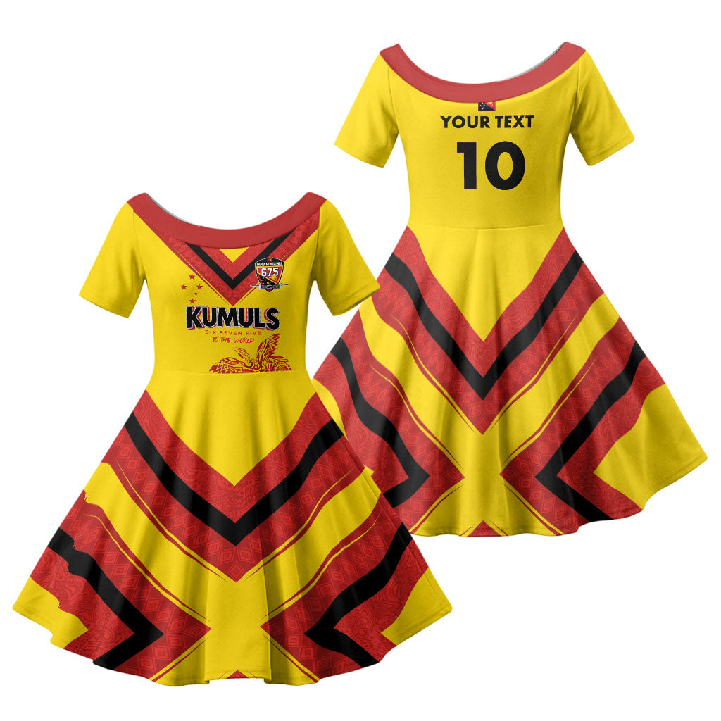 Papua New Guinea Rugby Custom Family Matching Off Shoulder Short Dress and Hawaiian Shirt Six Seven Five to The World - Melanesian Pattern