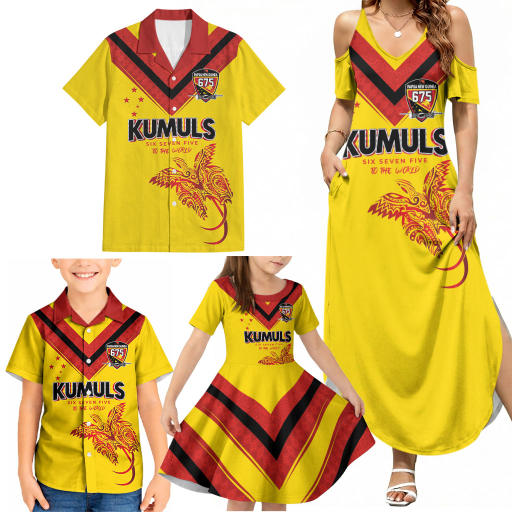 Papua New Guinea Rugby Custom Family Matching Summer Maxi Dress and Hawaiian Shirt Six Seven Five to The World - Melanesian Pattern