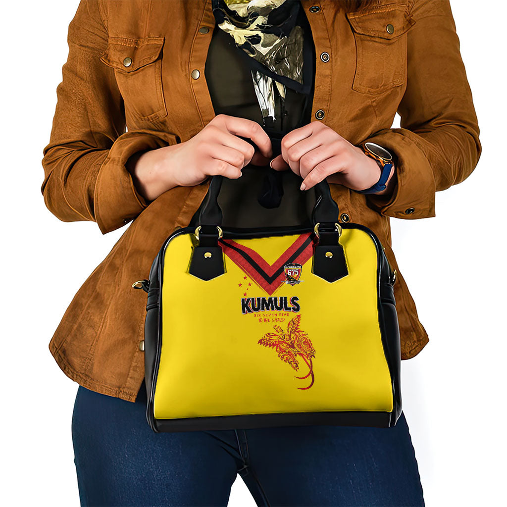 Papua New Guinea Rugby Shoulder Handbag Six Seven Five to The World - Melanesian Pattern