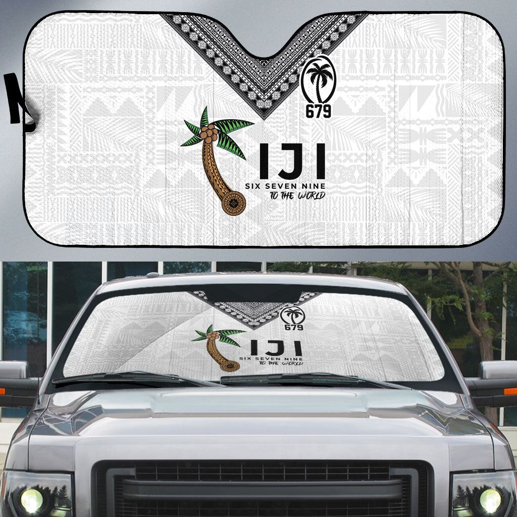 Fijian Rugby Auto Sun Shade Six Seven Nine to The World - Tapa Pattern LT03 Multicolor - Polynesian Pride
