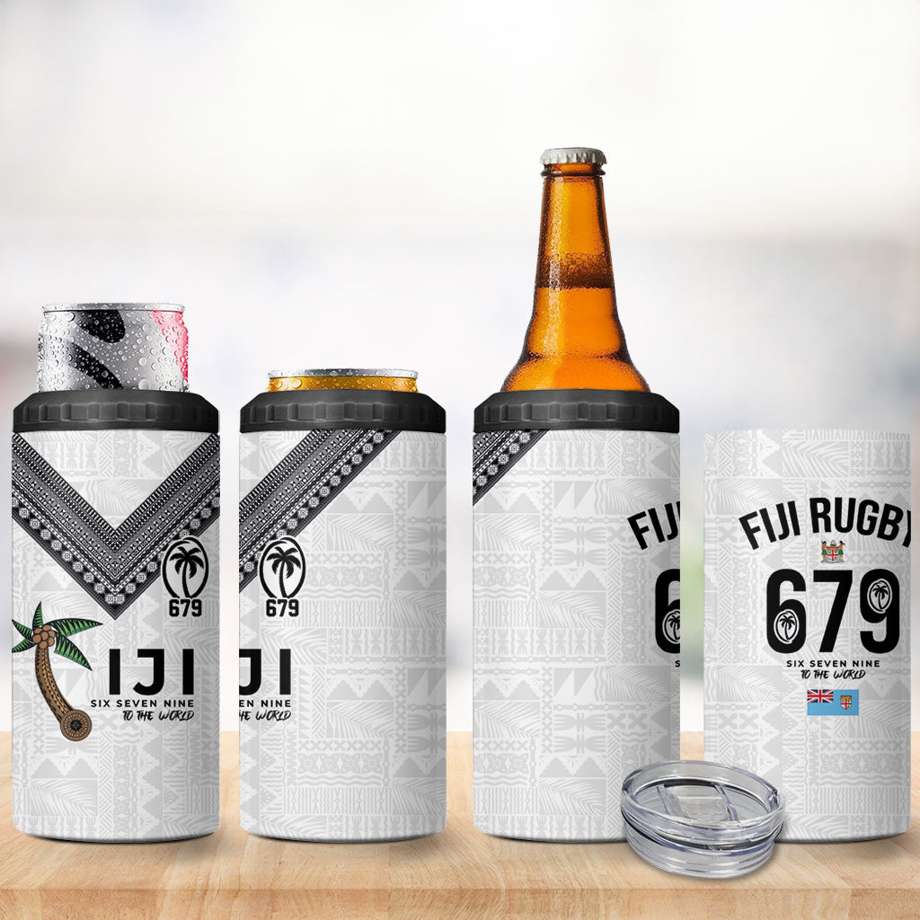 Fijian Rugby 4 in 1 Can Cooler Tumbler Six Seven Nine to The World - Tapa Pattern