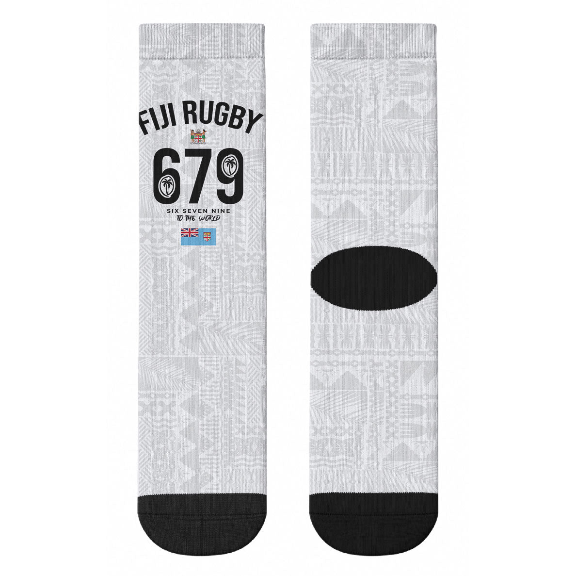 Fijian Rugby Crew Socks Six Seven Nine to The World - Tapa Pattern LT03 - Polynesian Pride