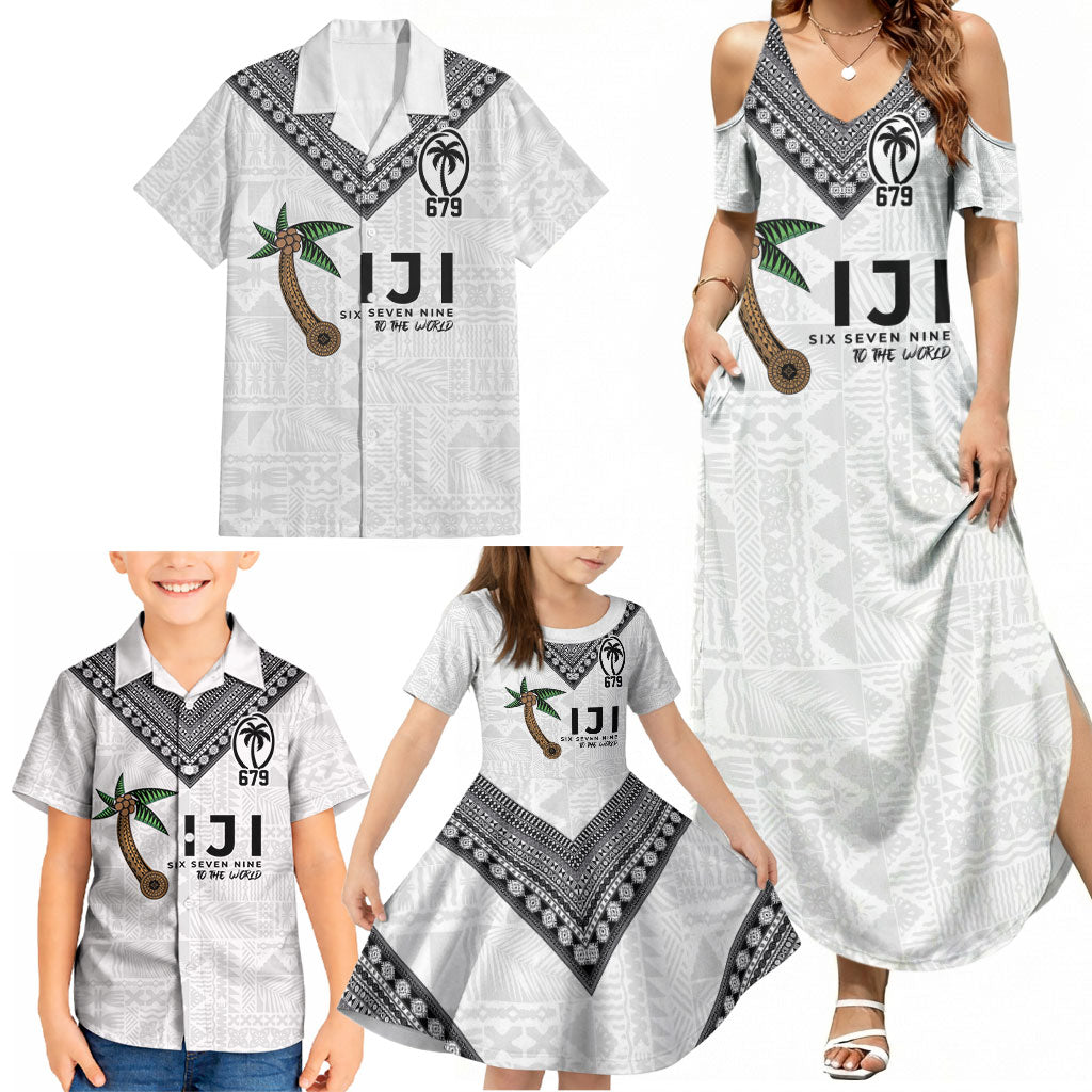 Fijian Rugby Family Matching Summer Maxi Dress and Hawaiian Shirt Six Seven Nine to The World - Tapa Pattern