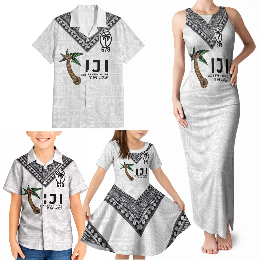 Fijian Rugby Family Matching Tank Maxi Dress and Hawaiian Shirt Six Seven Nine to The World - Tapa Pattern