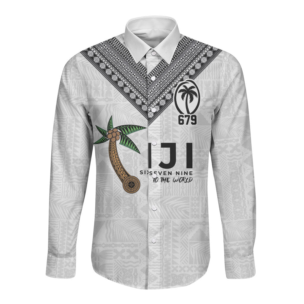 Fijian Rugby Long Sleeve Button Shirt Six Seven Nine to The World - Tapa Pattern LT03 Unisex Multicolor - Polynesian Pride