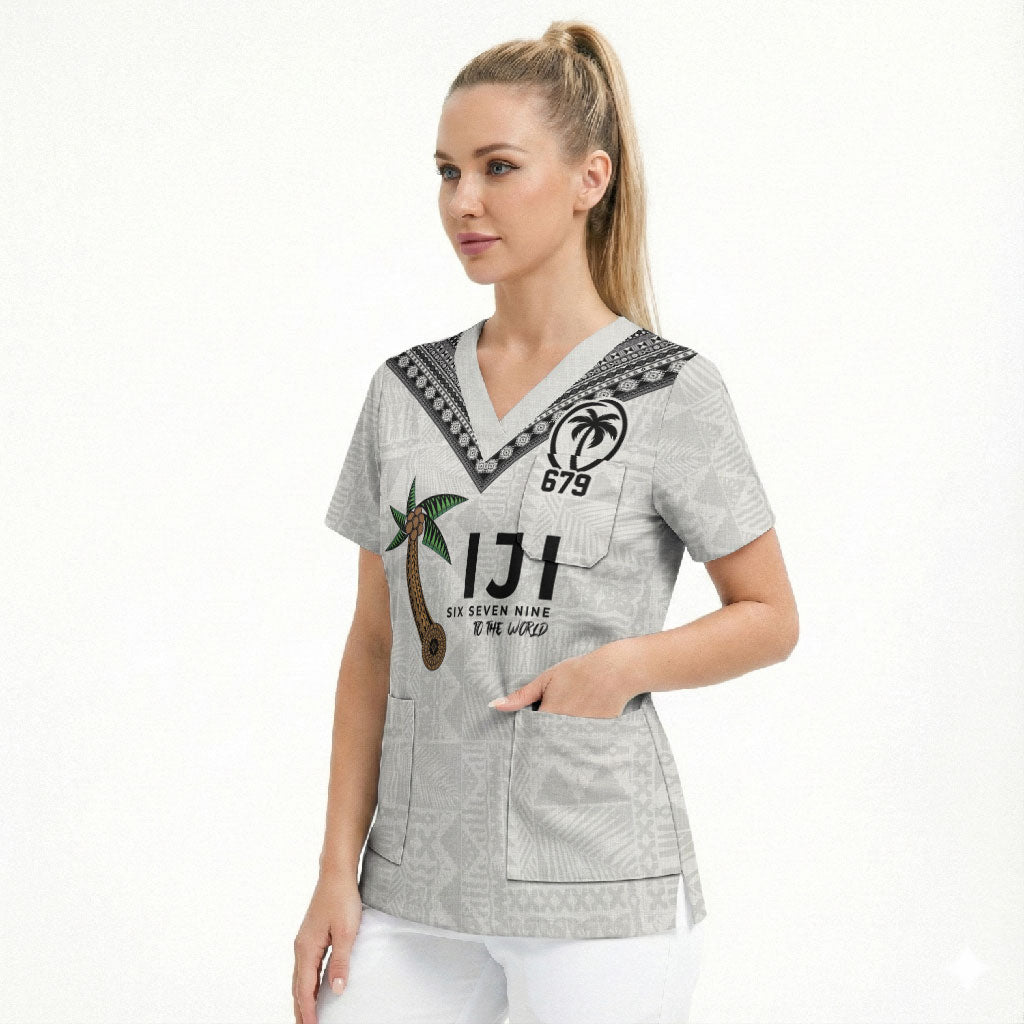 Fijian Rugby Scrub Top Six Seven Nine to The World - Tapa Pattern LT03 - Polynesian Pride