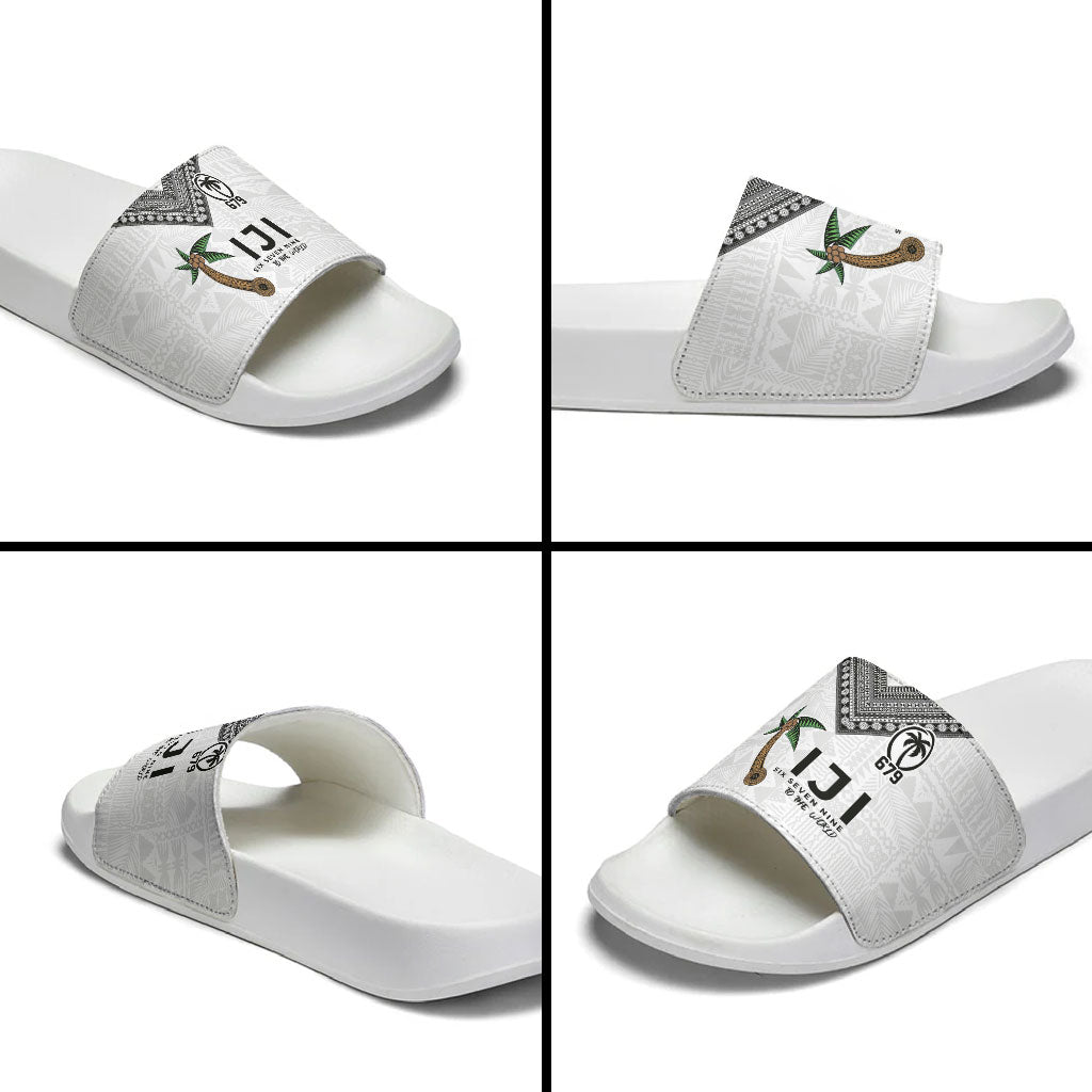 Fijian Rugby Slide Sandals Six Seven Nine to The World - Tapa Pattern