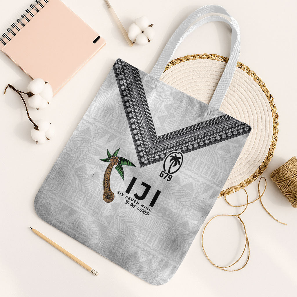 Fijian Rugby Tote Bag Six Seven Nine to The World - Tapa Pattern LT03 White Strap One Size Multicolor - Polynesian Pride