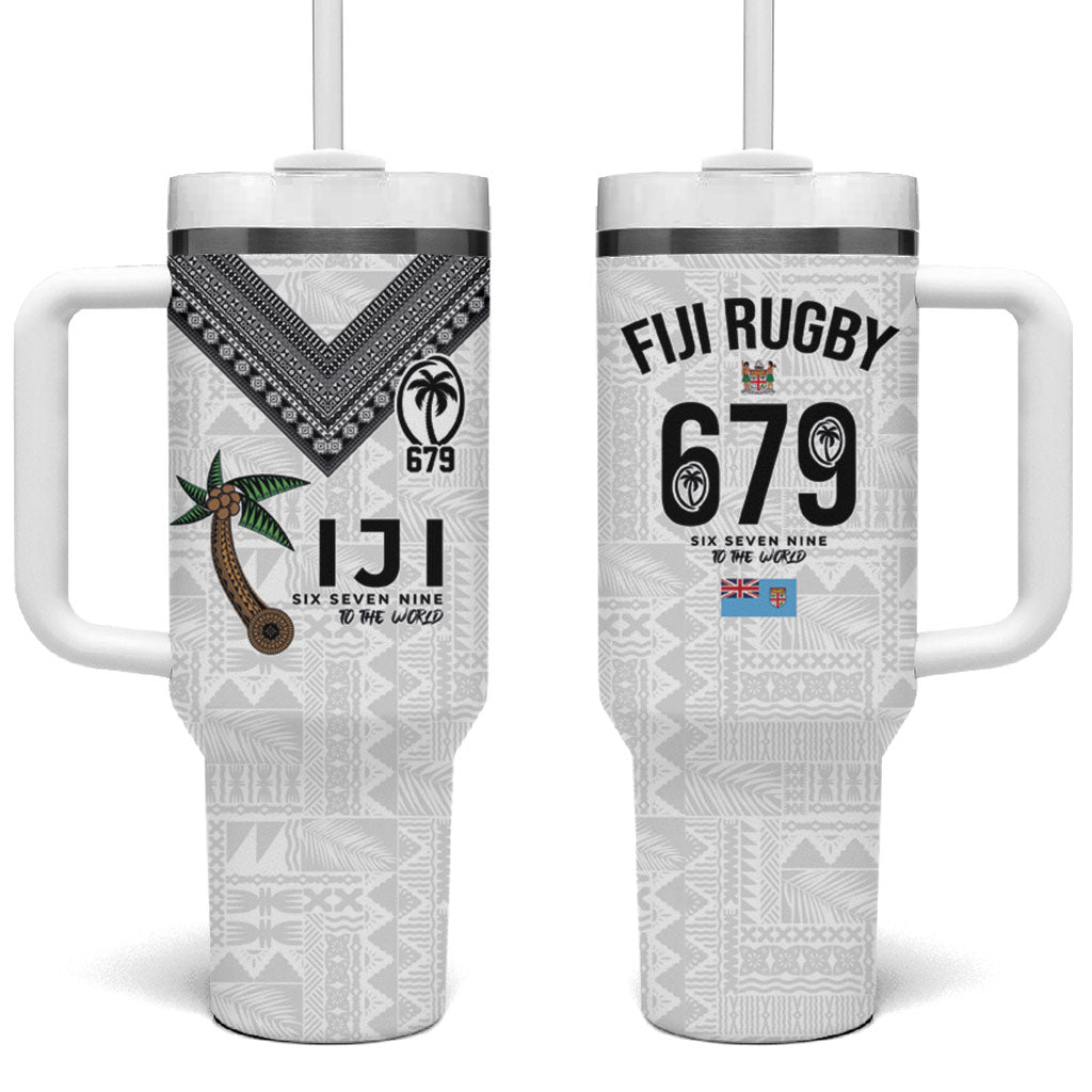 Fijian Rugby Tumbler With Handle Six Seven Nine to The World - Tapa Pattern LT03 One Size: 40 oz Multicolor - Polynesian Pride