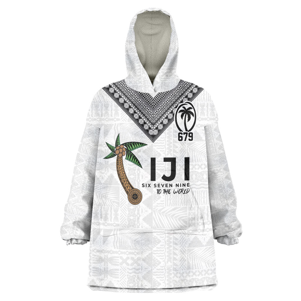 Fijian Rugby Wearable Blanket Hoodie Six Seven Nine to The World - Tapa Pattern