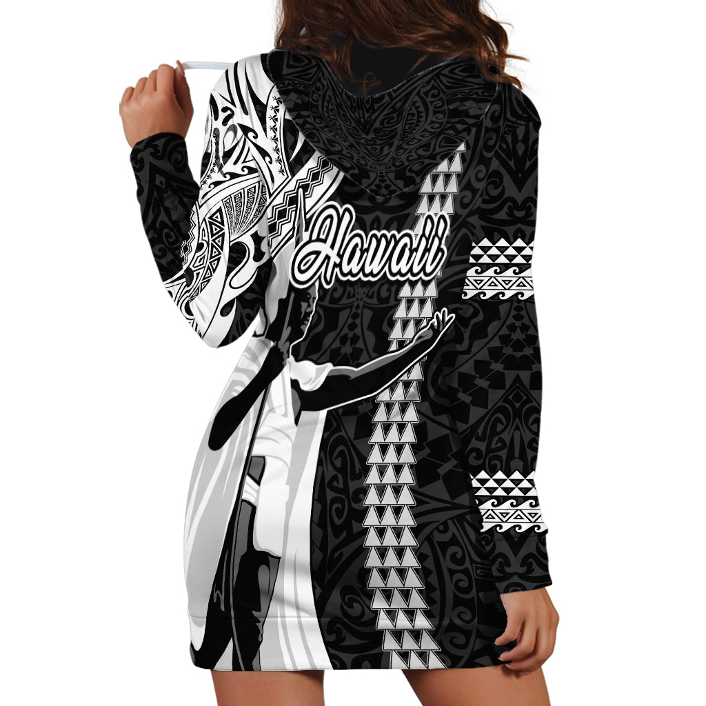 Hawaii Lanai Island Hoodie Dress Hawaiian King and Kakau Symbols Abstract Shoulder Tattoo LT03 - Polynesian Pride